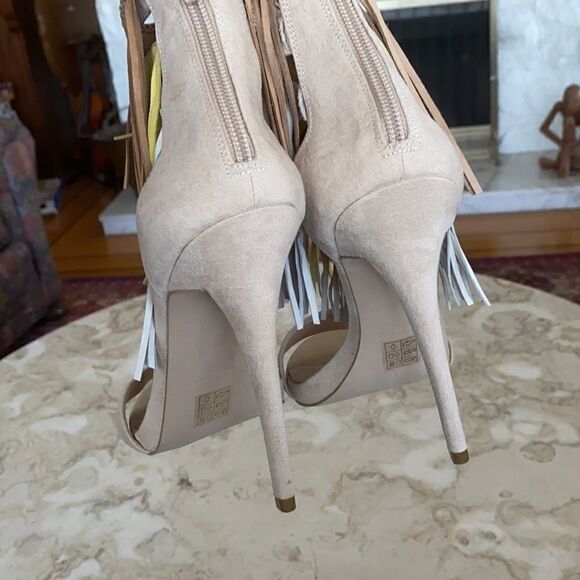 Aldo Leather Fringe Stiletto Bootie Sandals - Picture 8 of 11